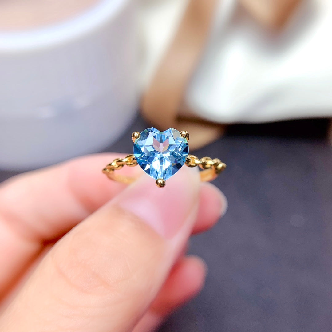 Natural Sky Blue Topaz Ring