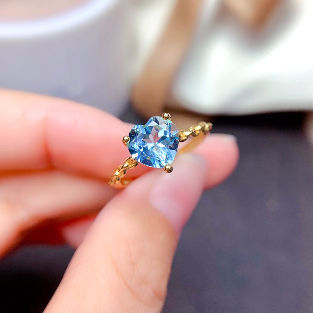 Natural Sky Blue Topaz Ring