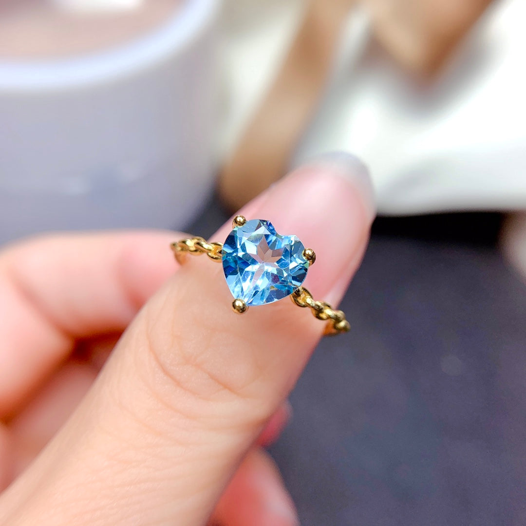 Natural Sky Blue Topaz Ring