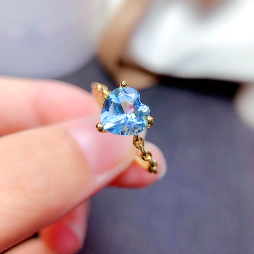 Natural Sky Blue Topaz Ring