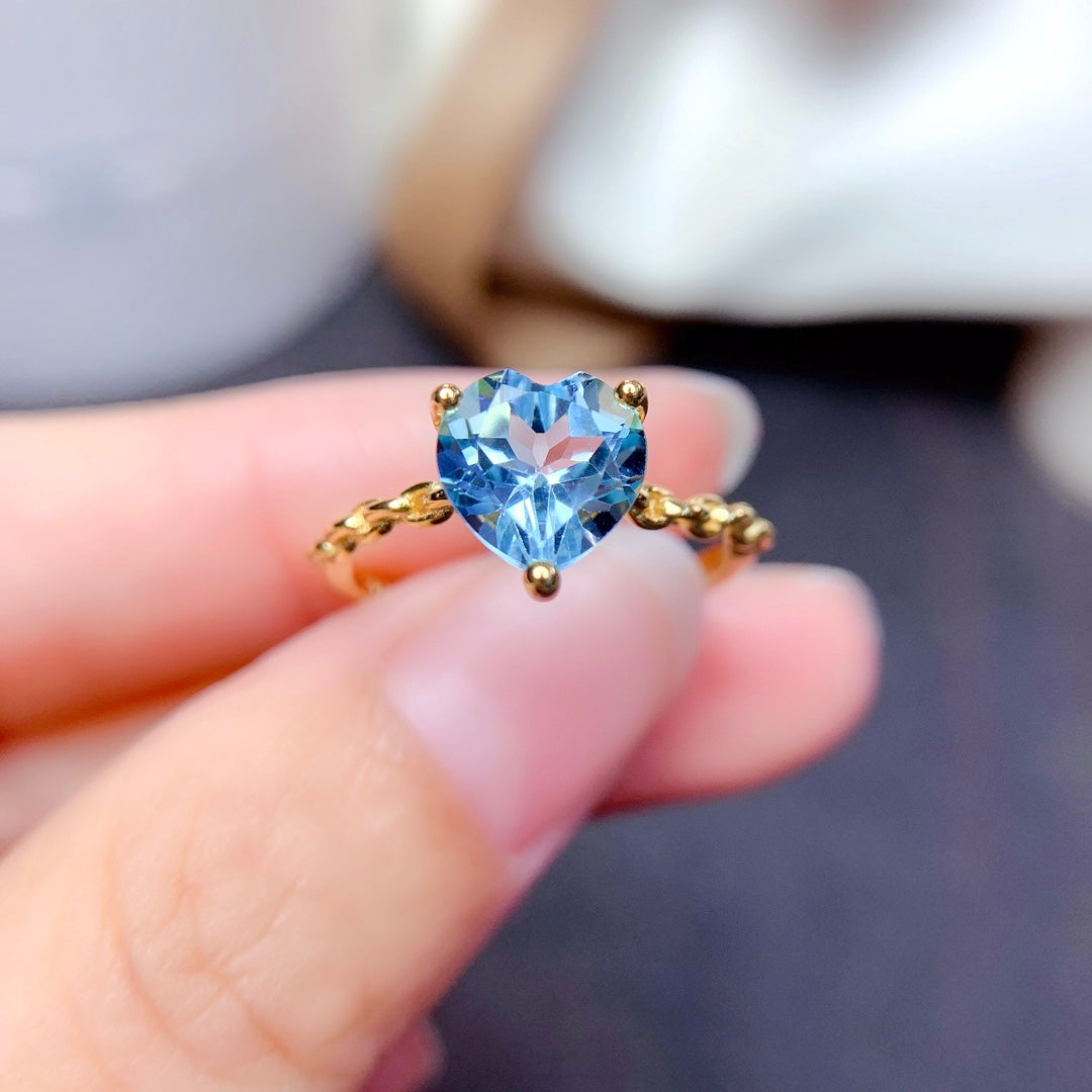 Natural Sky Blue Topaz Ring