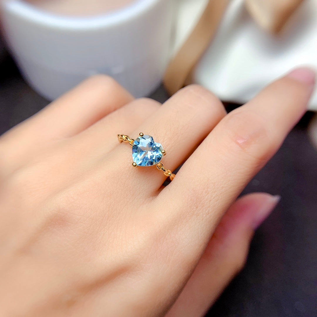 Natural Sky Blue Topaz Ring