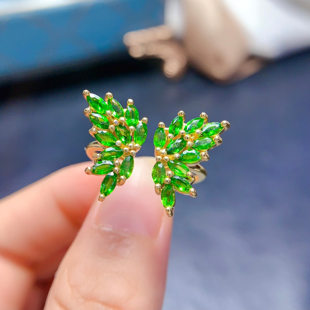 Butterfly natural diopside ring