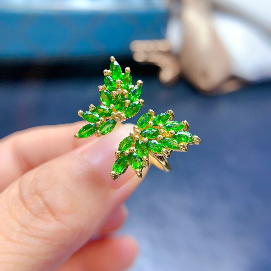 Butterfly natural diopside ring