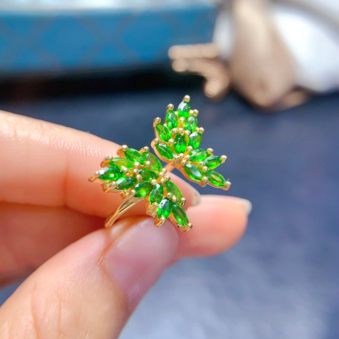 Butterfly natural diopside ring