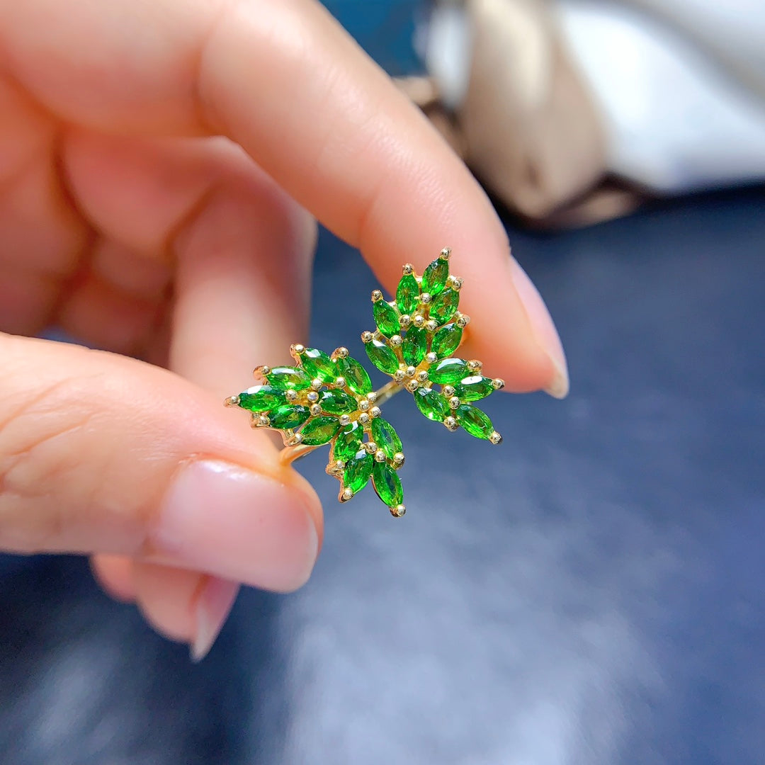 Butterfly natural diopside ring