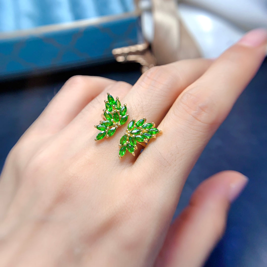 Butterfly natural diopside ring