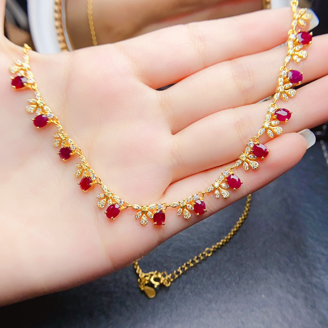 The natural burnt ruby necklace has arrived,