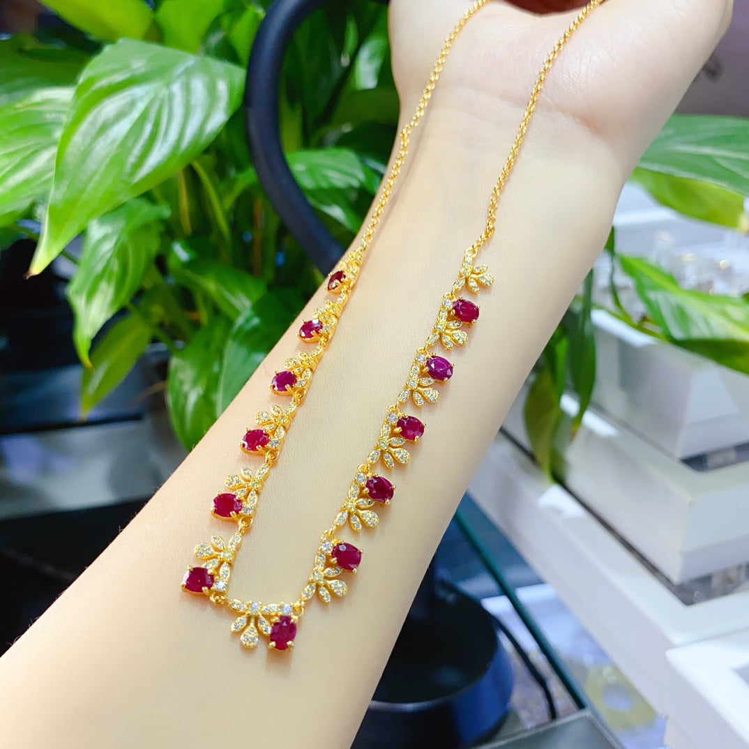 The natural burnt ruby necklace has arrived,