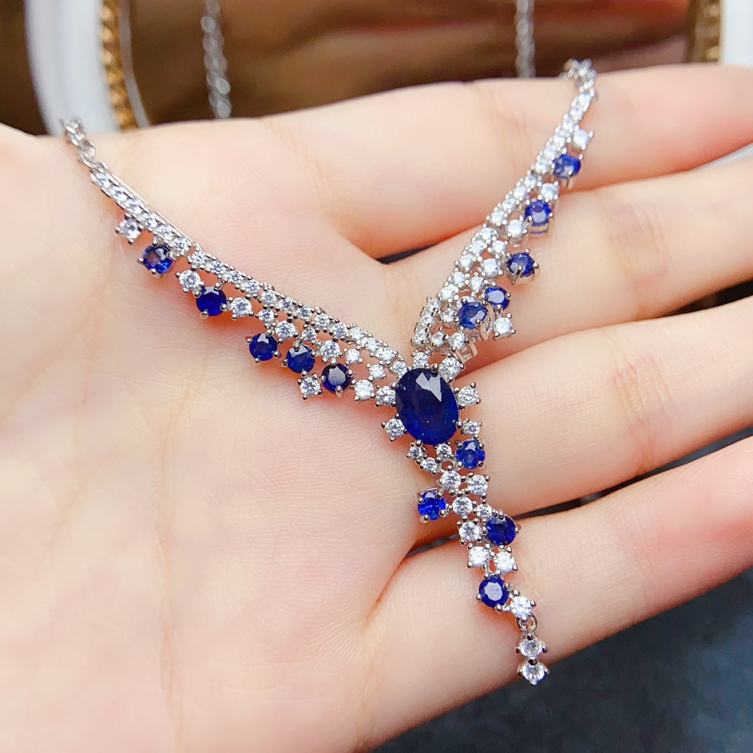 The natural sapphire necklace has arrived