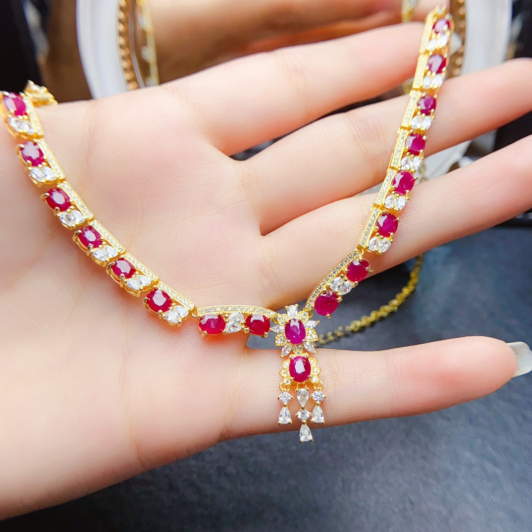 The natural burnt ruby necklace has arrived,