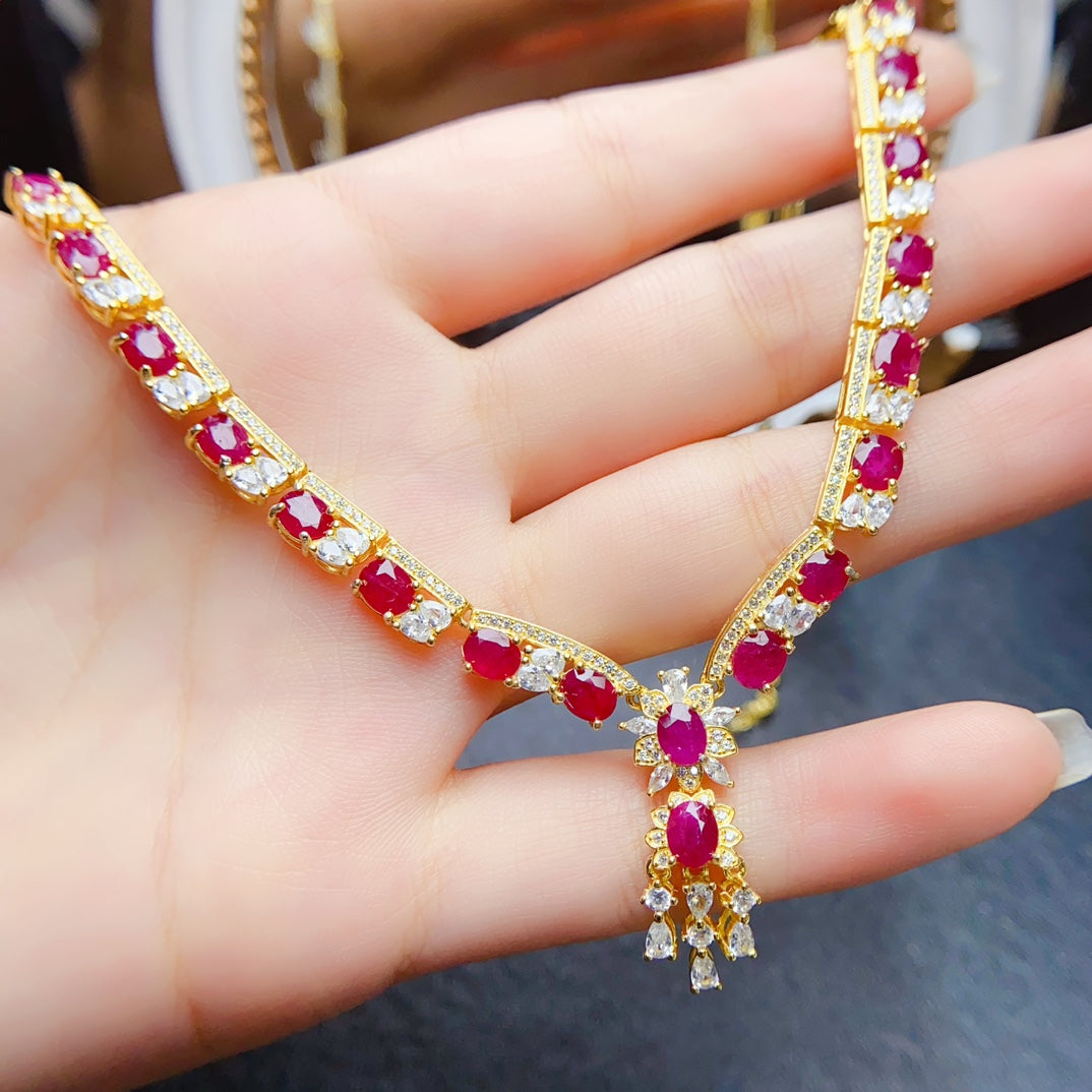 The natural burnt ruby necklace has arrived,