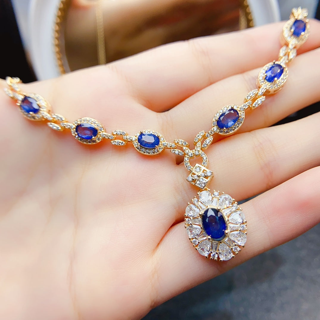 Natural sapphire necklace