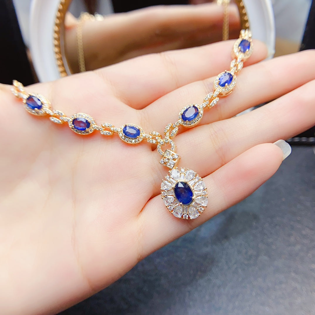 Natural sapphire necklace