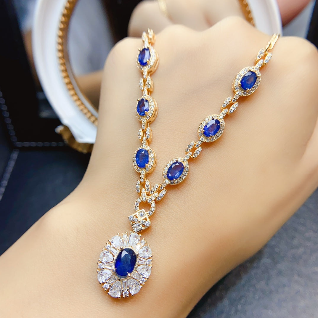 Natural sapphire necklace