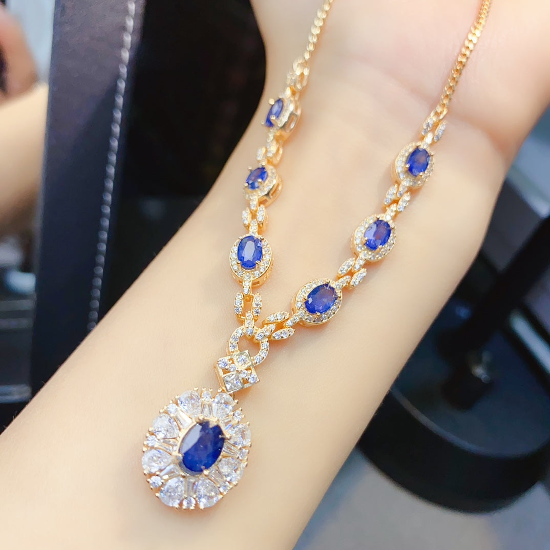 Natural sapphire necklace