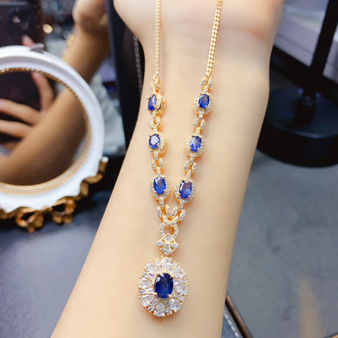 Natural sapphire necklace