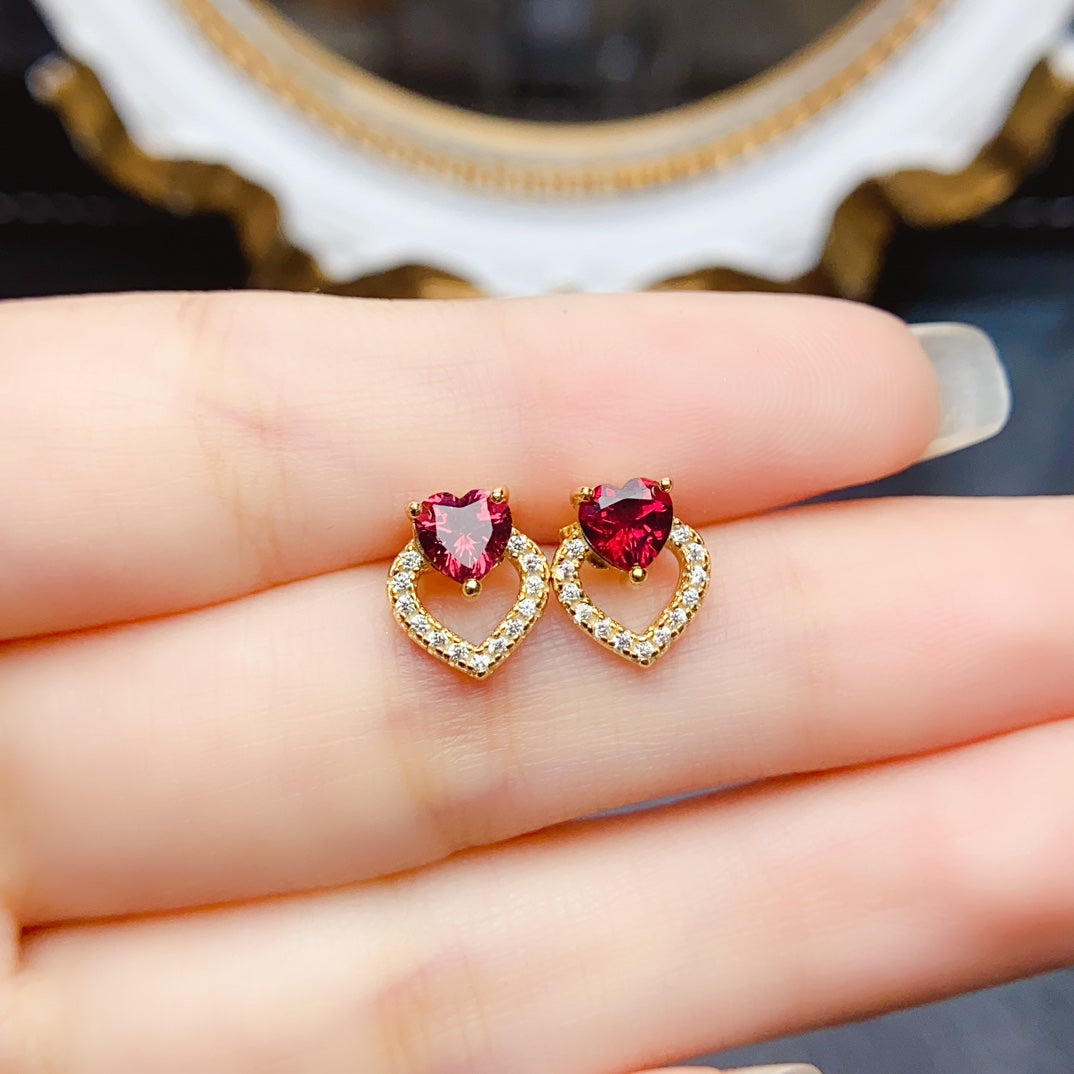 Natural garnet earrings,