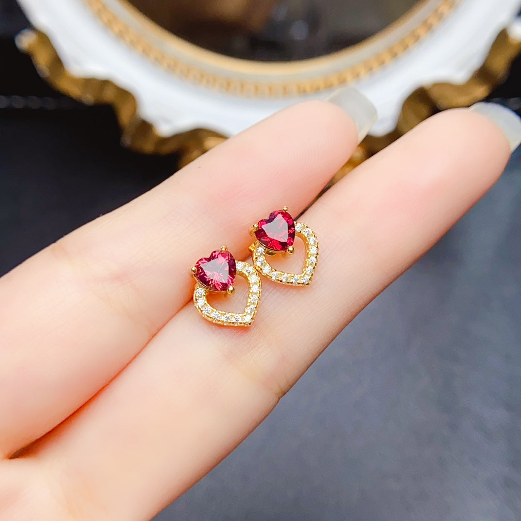 Natural garnet earrings,