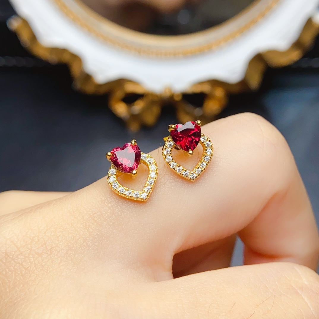 Natural garnet earrings,