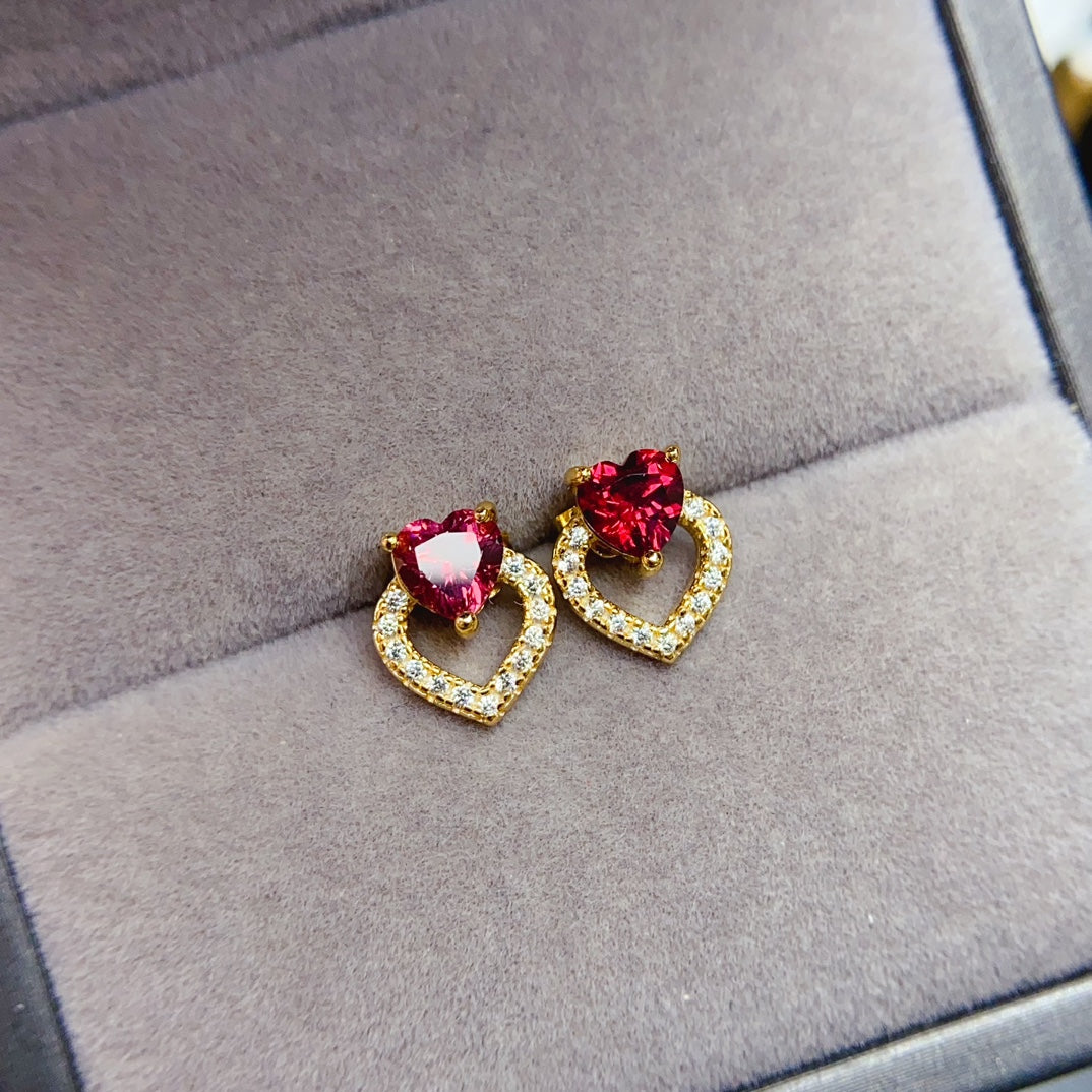 Natural garnet earrings,